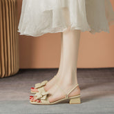 Tacones gruesos y suaves con diseño de lazo para mujer